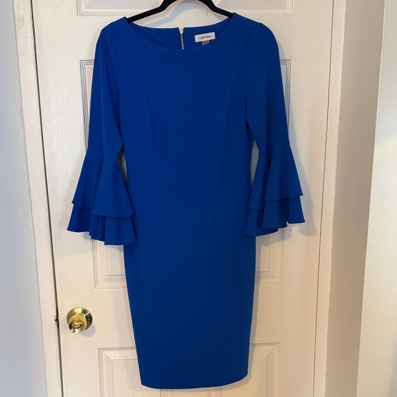 Calvin Klein Dresses & Skirts - Calvin Klein Blue Ruffle Sleeve Dress